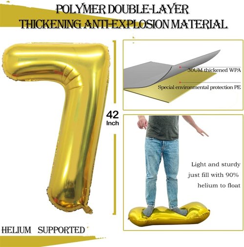 GOER 70th Birthday Balloons - 42 Inch Jumbo Gold Foil Helium Decorations for 70th Anniversary
