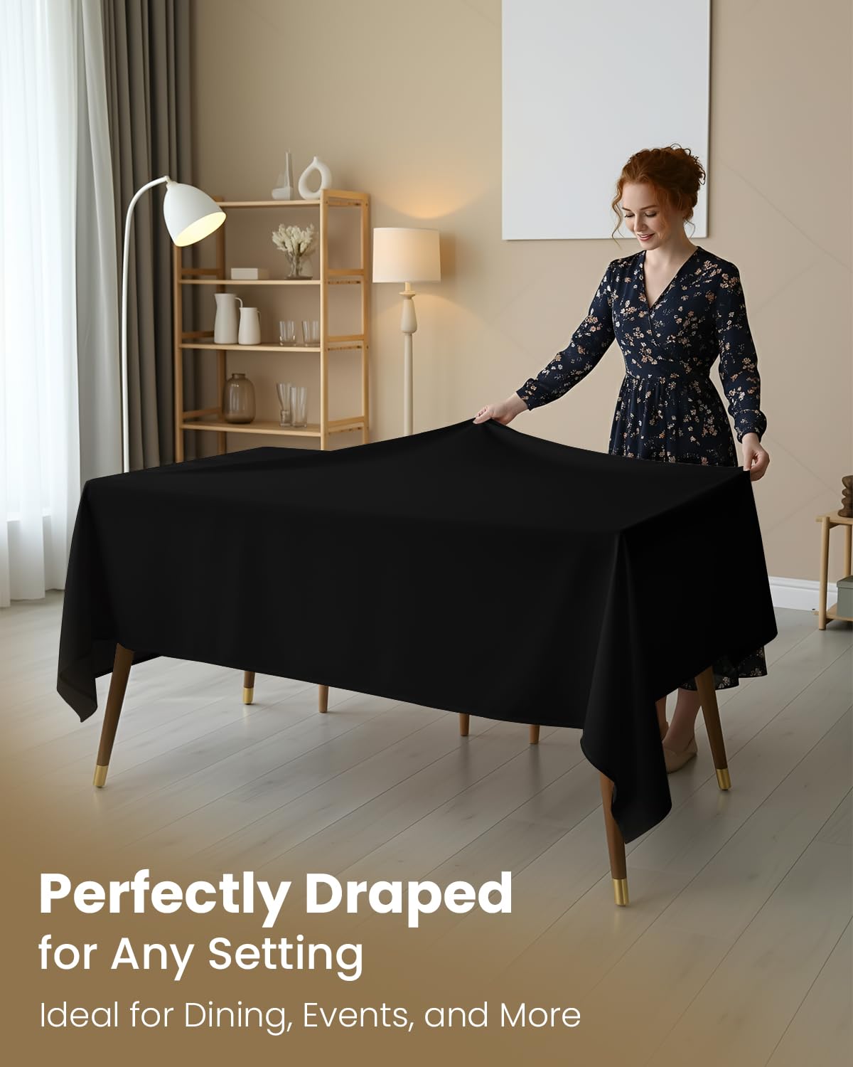 Utopia Kitchen Rectangle Table Cloth 2 Pack(60x102 Inches, Black), Tablecloth Machine Washable, Polyester Table Cover for Dining, Buffet Parties, Picnics, Events, Weddings and Restaurants
