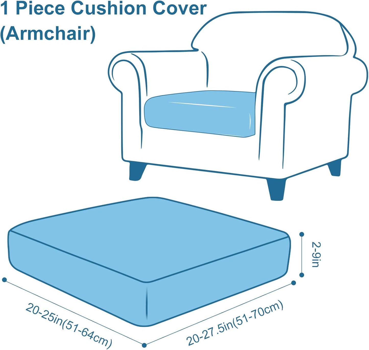 Smiry Couch Cushion Covers - Stretch Soft Non-Slip Sofa Slipcover | Washable Protector (1 Pack, Blue Green)