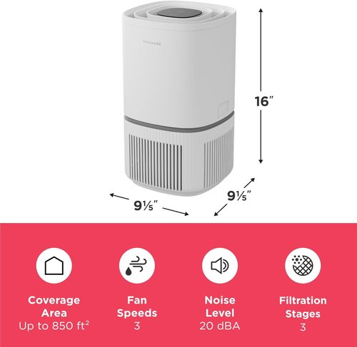 Frigidaire PureA300 HEPA Air Purifier - Ultra Quiet, Energy Star Certified, Covers 850 Sq. Ft. | Smart Mode & 3-Stage Filtration