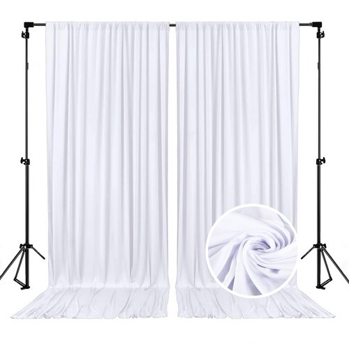 10 x 7 Feet White Backdrop Curtain for Partie, Background Curtains for Photoshoot, Birthday, Wedding, Halloween, Thanksgiving, Christmas, New Year Party Decorations 5Ft x 7Ft, 2 Panels