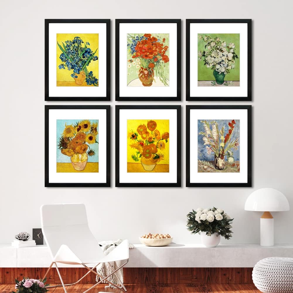 Regine Switzerland 11x14 Picture Frame Set of 6 - Real Glass for 8x10 Photos with Mat or 11x14 Without Mat | Black Wall Gallery & Tabletop Display