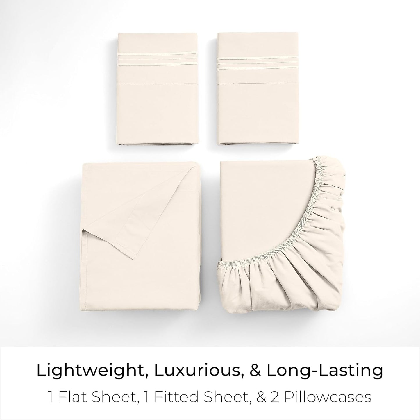 Mellanni California King Sheets Set - 4 PC Hotel Luxury Bedding | Extra Soft, Cooling, Wrinkle Resistant (Golden Ivory)