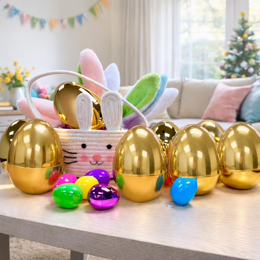 GiftExpress Pack of 6, 6" Gold Easter Eggs - Adult & Kid Party Toys for Gift Baskets or Egg Hunt Décor