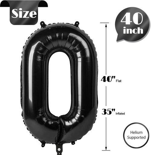 Black Number Balloon - 40 Inch 0 Balloon for Birthday Celebrations | Elegant Party Supplies