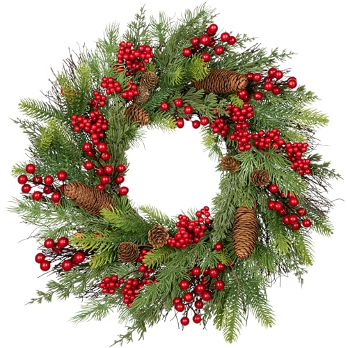 20 inch Christmas Wreath, Wreath for Front Door Wreaths with Red