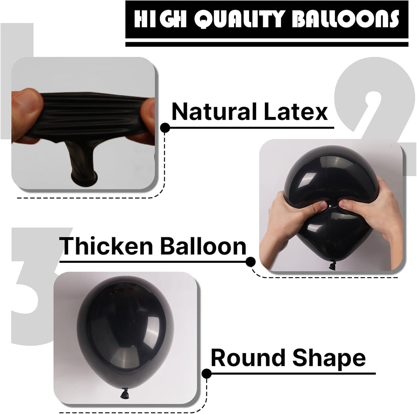 PartyWoo Black Balloons - 152-Piece Arch Kit with Various Sizes for Baby Showers, Birthdays & Anniversaries