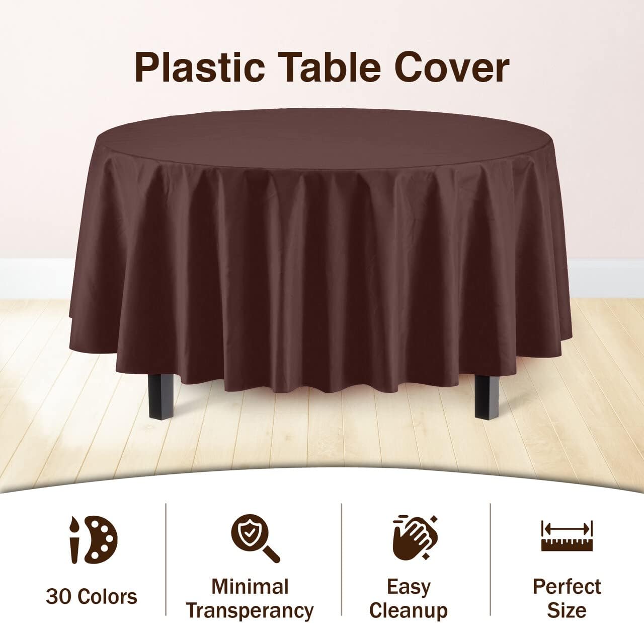 Ivory 84-Inch Round Tablecloth - 12-Pack Premium Plastic Party Supplies