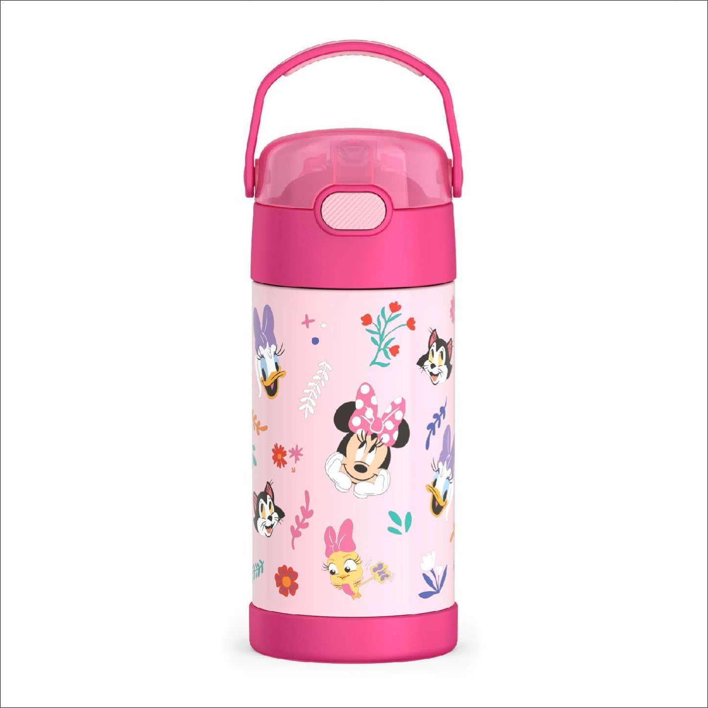 THERMOS FUNTAINER Water Bottle - 12 Ounce Stainless Steel, Vacuum Insulated with Straw - Minnie Design for Kids