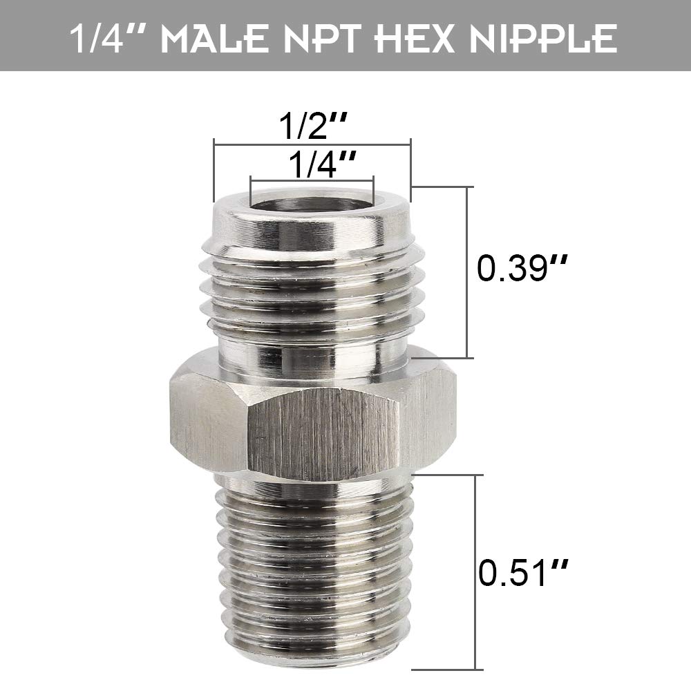OneBom Ball Lock Post with Poppets, 1/4’’ Male NPT Hex Nipple, 19/32"-18 Gas/Liquid Corny Keg Adapter (Gas)