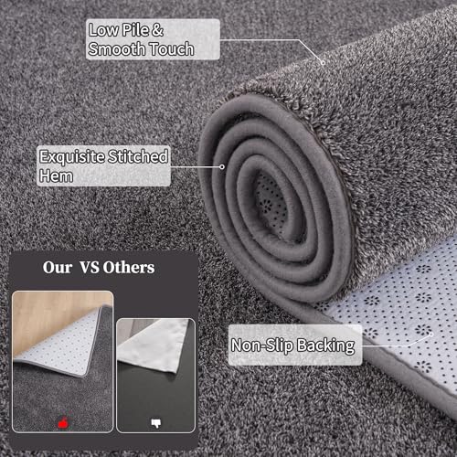 Keeko 4' x 6' Dark Grey Memory Foam Area Rug - Non-Slip, Washable, Soft Bedroom Carpet