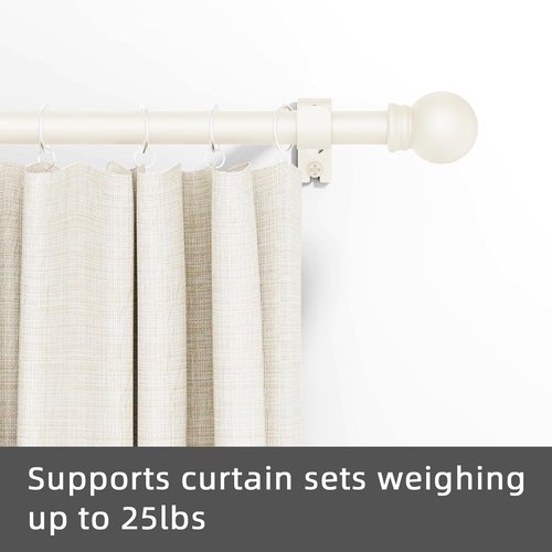 GXOACKJ Heavy Duty Decorative Curtain Rods | Ivory White, 48 to 84 Inches, Includes Brackets