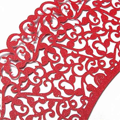 Coolrunner 48pcs Cupcake Wrappers, Cupcake Holders, Flower Vine Filigree Cutout Lace Cupcake Wrapper Wraps Liner for Wedding Party Cake Decoration