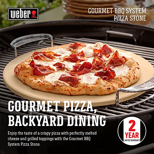 Weber Gourmet BBQ Pizza Stone with Carry Rack 16.7" for Grill & Oven