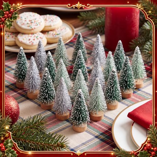 Sumind 48 Pcs Mini Bottle Brush Christmas Trees