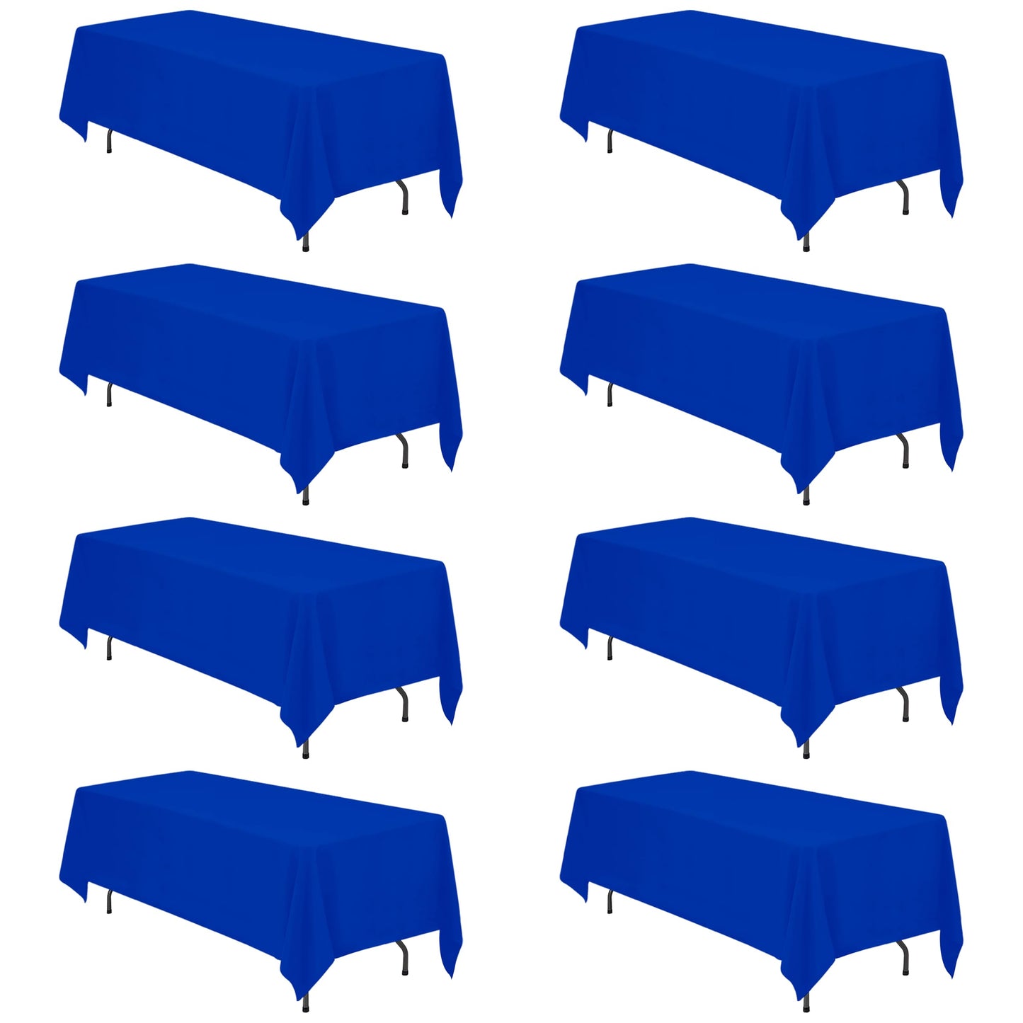 BRILLMAX 8 Pack Royal Blue Tablecloths 70 x 120 Inch for 6ft & 8ft Rectangle Tables - 150 GSM Polyester Fabric, Universal Fit, Water, Stain & Wrinkle Resistant Cloth Cover for Wedding Banquet