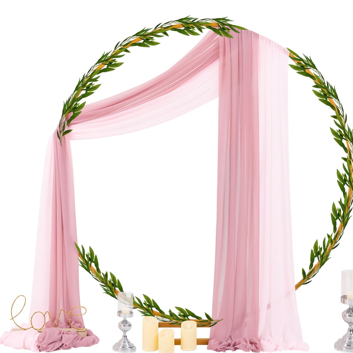 Socomi Wedding Arch Draping Fabric 29" x 20Ft 2 Panels Dusty Rose and Blush Pink Sheer Outdoor Curtain Drapes Extra Long for Bridal Baby Shower Birthday Party Decor