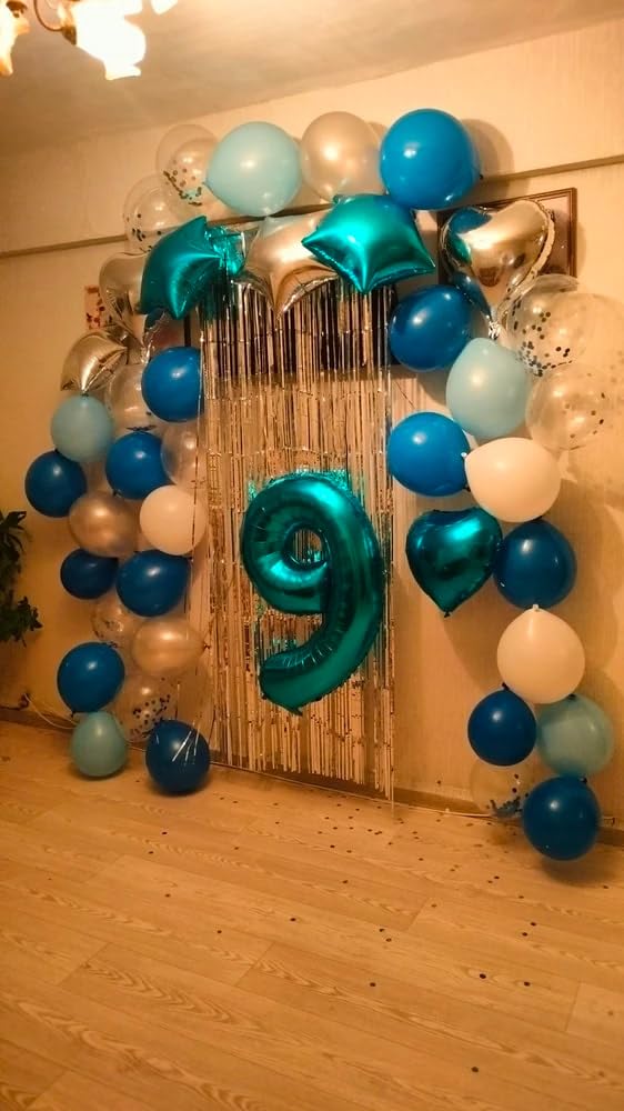 Teal Blue 7 Balloon, Number Balloons 40 Inch, 7th Birthday Decorations for Girls Kids, Party Decoration for Women, Number 7 Balloon