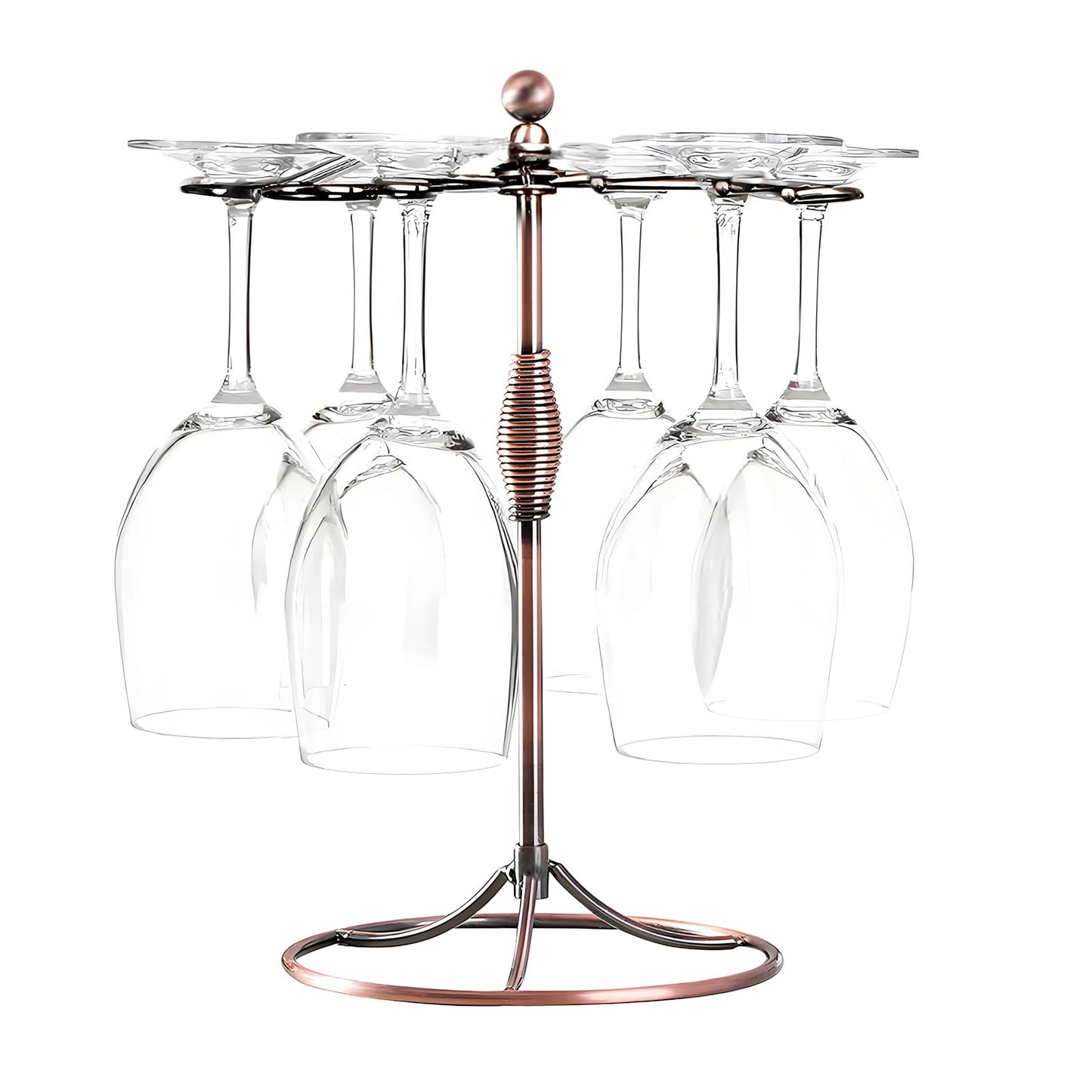 GeLive Bronze Wine Glass Holder Stand, Antiqued Countertop Freestanding Stemware Drying Rack, Artistic Tabletop Glass Display Hanger With 6 Hooks for Home and Bar Storage