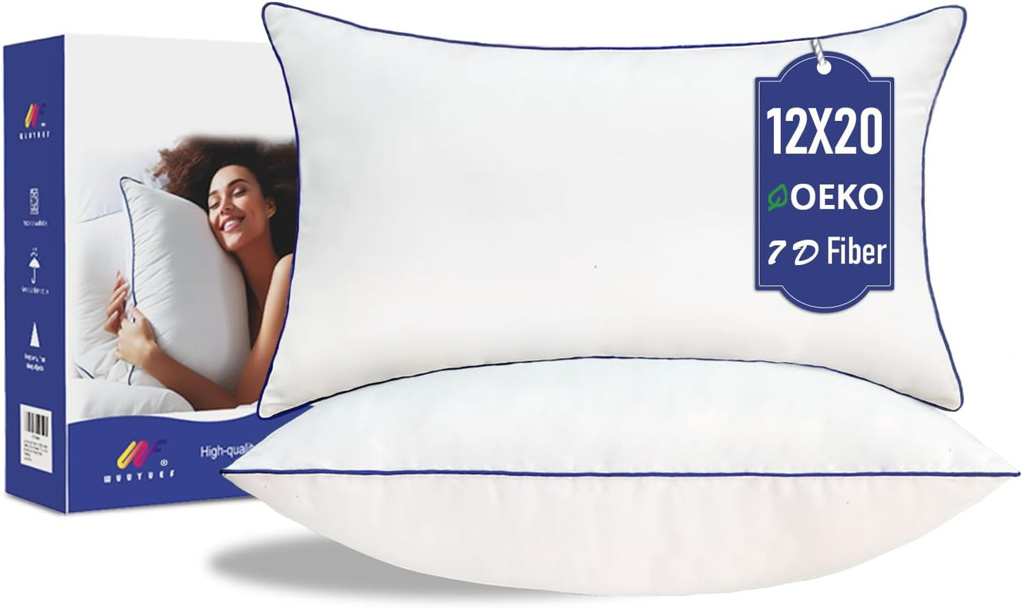 Skiennix 12x20 Pillow Insert Set of 2 - Soft Hypoallergenic Lumbar Cushion Inserts, Machine Washable