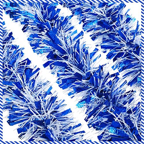 Geosar 26.2 Feet Christmas Tinsel Garland Decoration Metallic Tinsel Twist Garland Halloween Christmas Tree Artificial Hanging Ornament for Birthday Party Decoration(Blue)