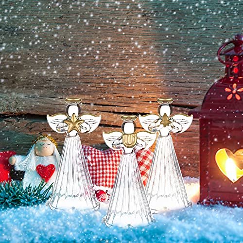 Jetec 48 Pcs Christmas Glass Angel Ornaments Clear Mini Tree Hanging Decor (48 pieces)