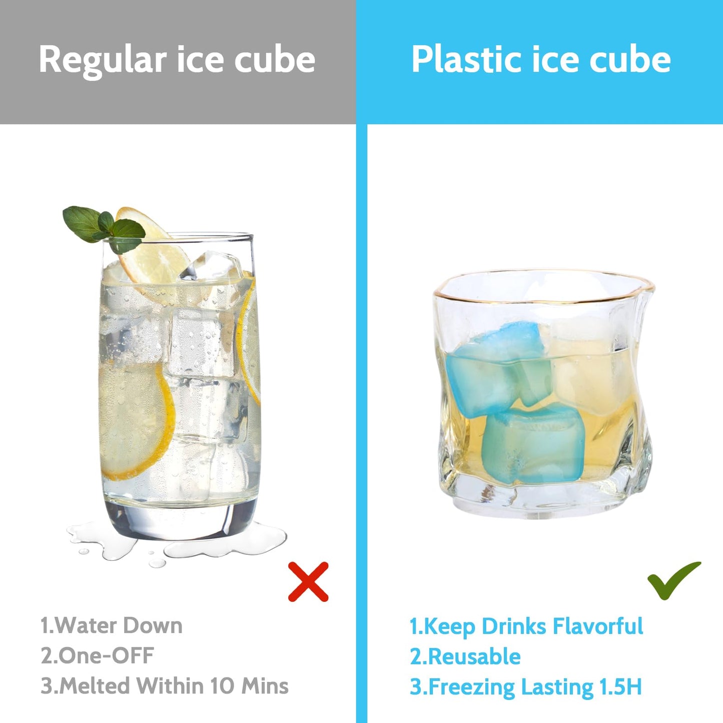 360 Pack Reusable Ice Cubes Refreezable Plastic Ice Cubes Without Diluting Reusable Ice Cubes for Drinks Large Pack Ice Cube Frozen BPA Free for Party Bars Ice Bath Camping