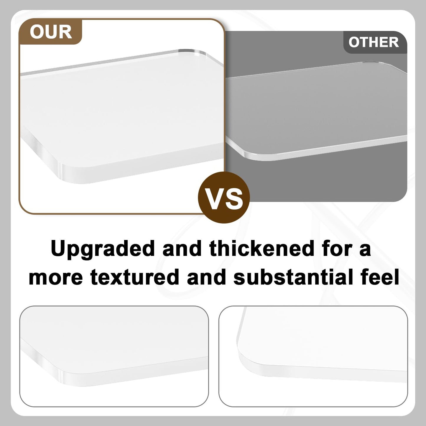 Sweet Elegance Acrylic Coaster, Rectangular Bar Drink Coaster, Clear Square Shaped Coffee Cup Coaster, for Tabletop Protection and Accessories Display Durable Decorations for Home Festival (Clear)