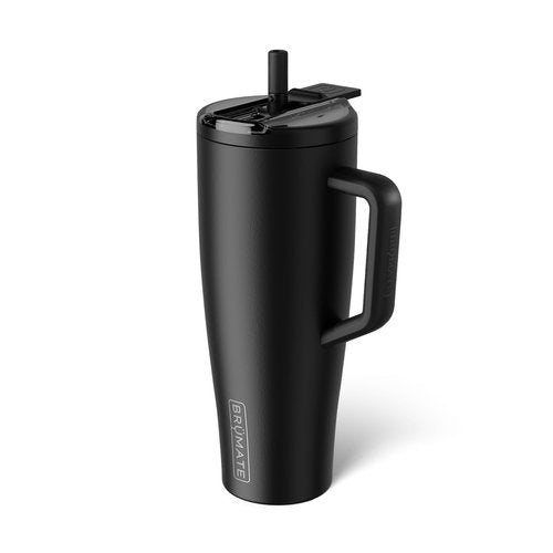 BrüMate Era Flip 40oz Tumbler with 100% Leakproof Covered Straw Lid | Hygienic Covered Straw | Insulated Stainless Steel Water Bottle with Handle | Cup Holder Friendly | BPA-Free (Matte Black)