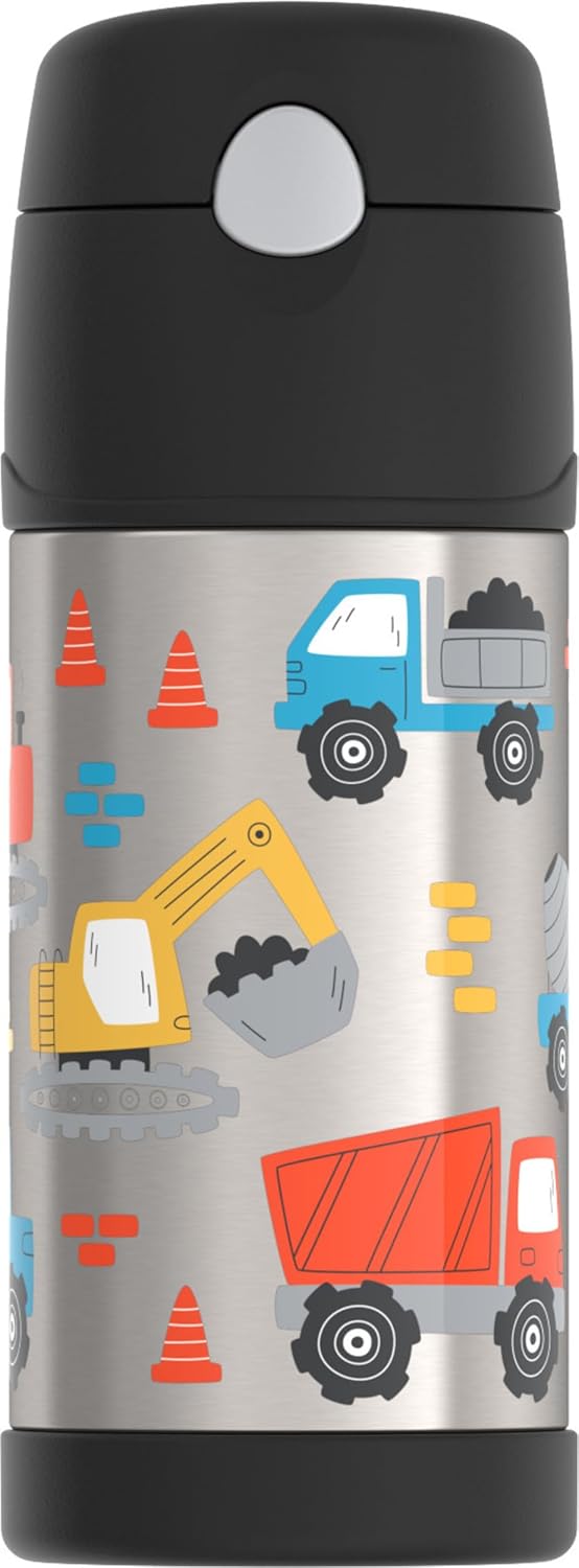 THERMOS FUNTAINER Water Bottle - 12 Ounce Stainless Steel Insulated Kids Bottle with Straw