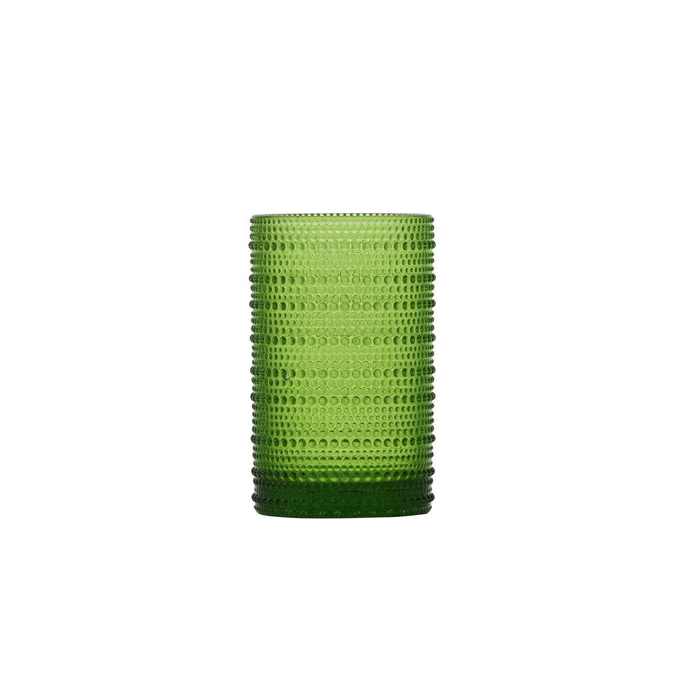 Fortessa Jupiter Beaded Hobnail Glass, 13 Ounce Iced Beverage (Set of 6), Fern Green