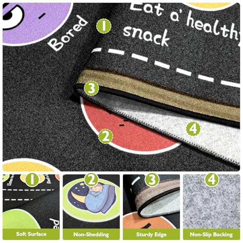 Classroom Rug 5x7 ft Calming Corner Rug - Blackboard/Black Variation