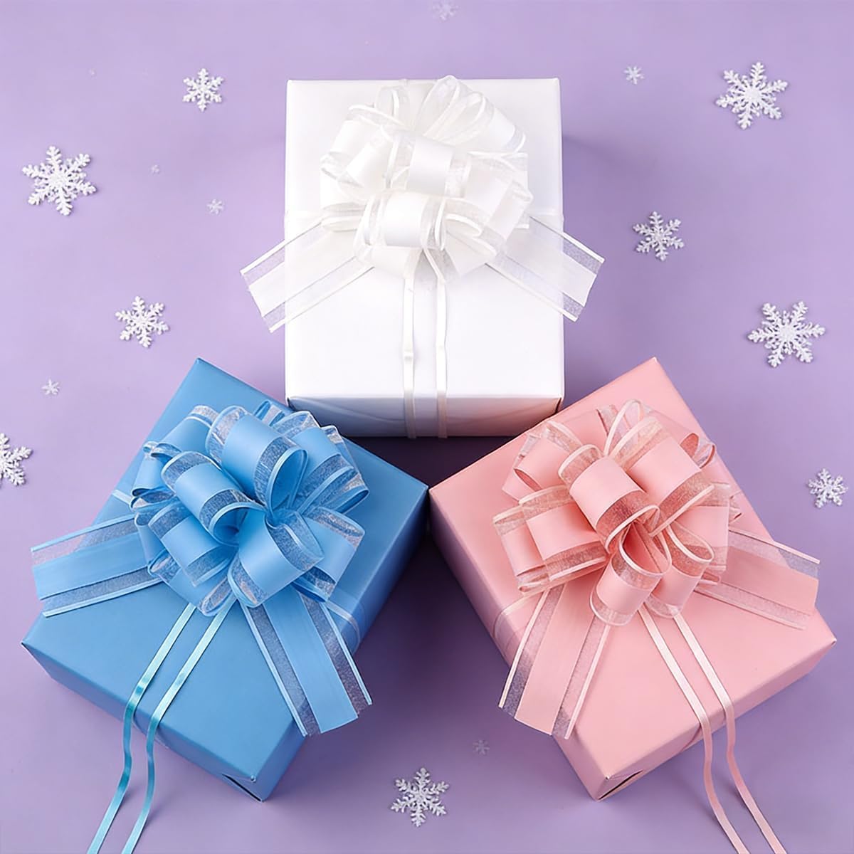 Skiennix 8 PC Large Pull Bows - 6 Inch Pink Gift Wrapping Ribbons for Parties & Weddings