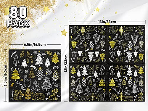 Christmas Paper Napkins 80 Pack 6.5 x 6.5 inch Disposable Holiday Party Tableware
