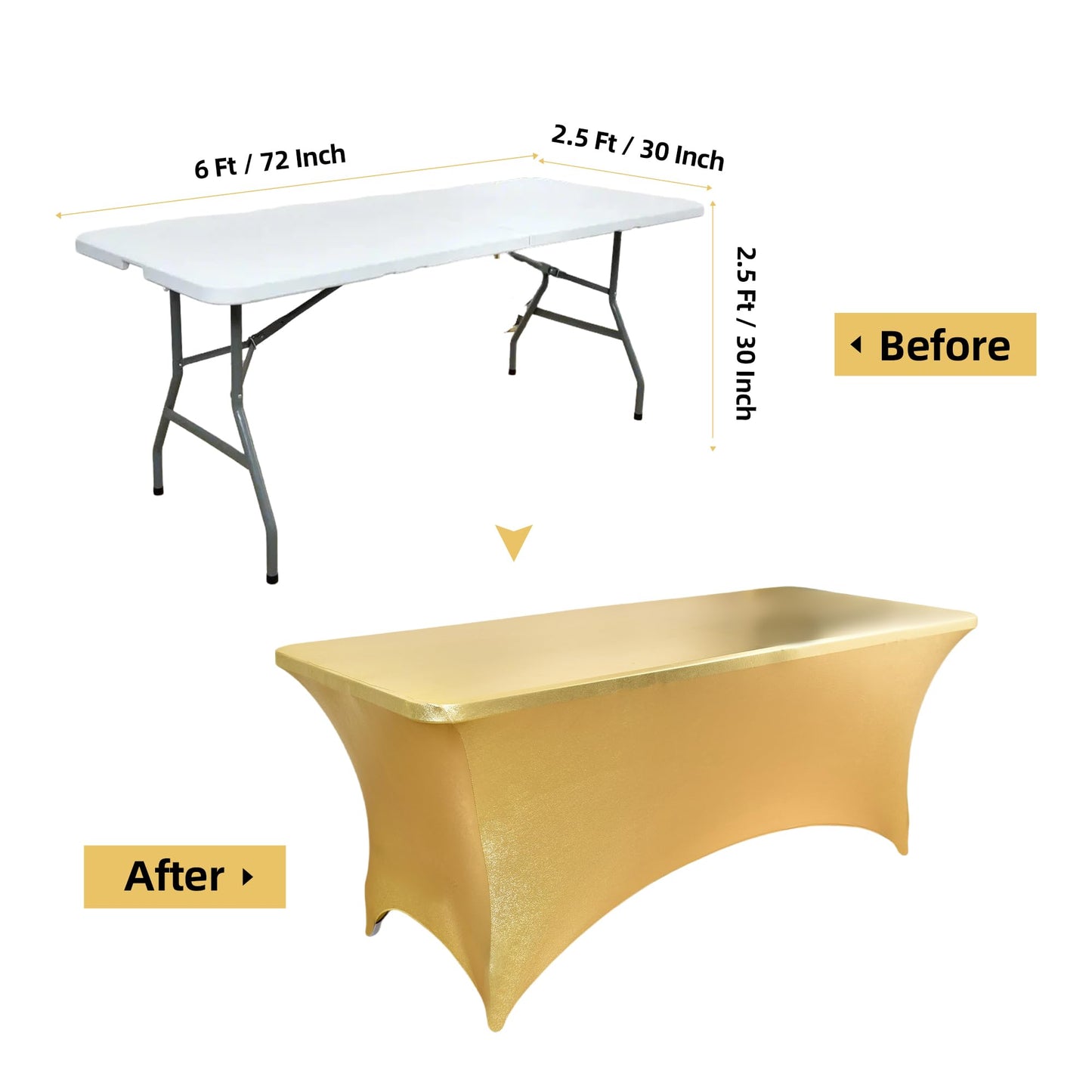 ZarzaaSik 2-Pack 4ft Spandex Table Covers for Rectangular Folding Tables - Wrinkle Resistant Stretch Tight Table Cloths - Ultimate Fitted Table Protector for Parties, Banquet, and Wedding