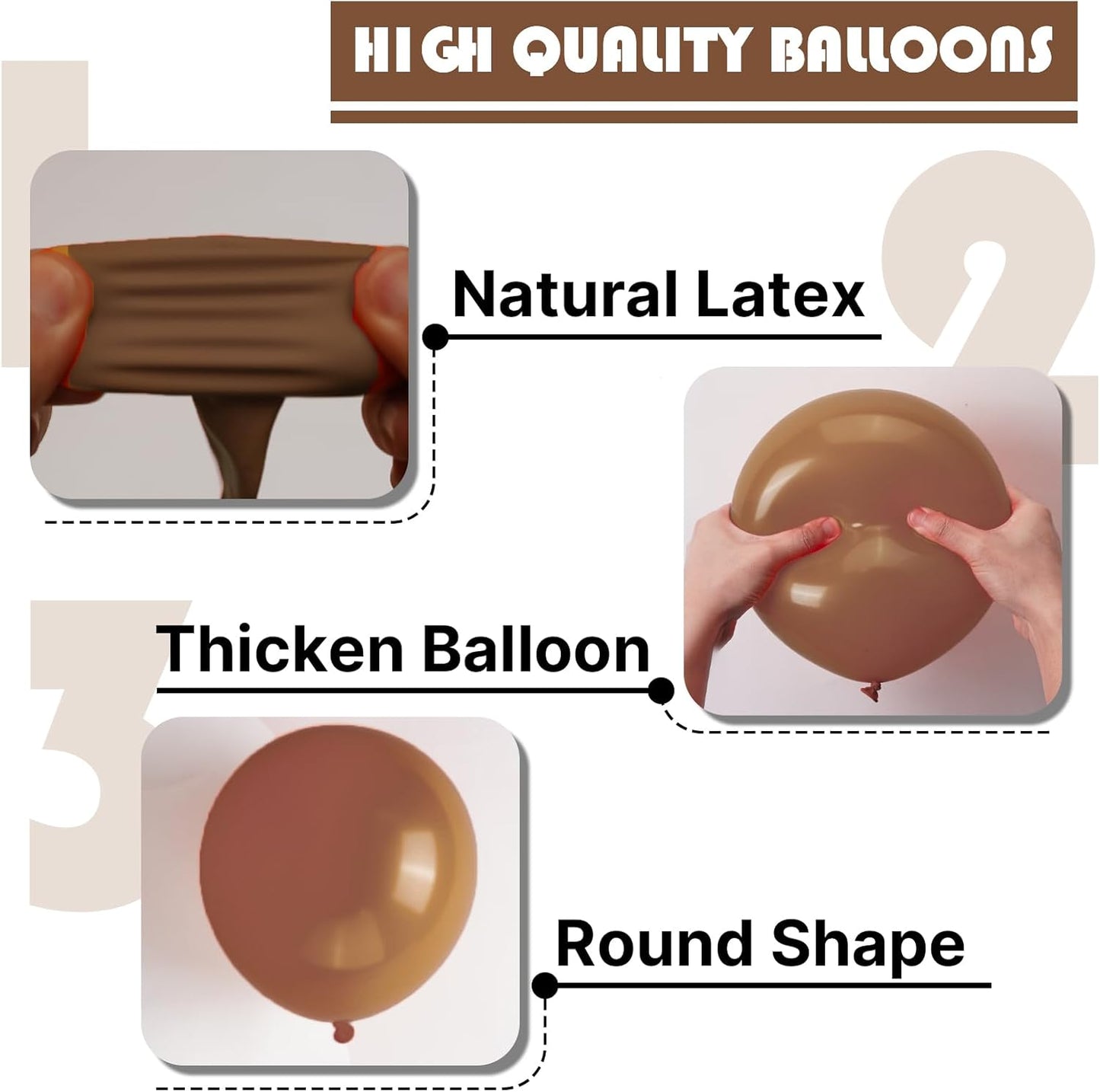 PartyWoo Brown Balloons - 140-Piece Neutral Brown Balloon Arch Kit for Baby Showers & Birthdays | Various Sizes 5-18 Inches