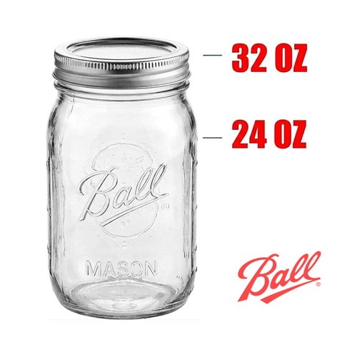 Ball Regular Mouth 32-Ounces Mason Jar with Lids and Bands, Clear,(Pack Of 2)