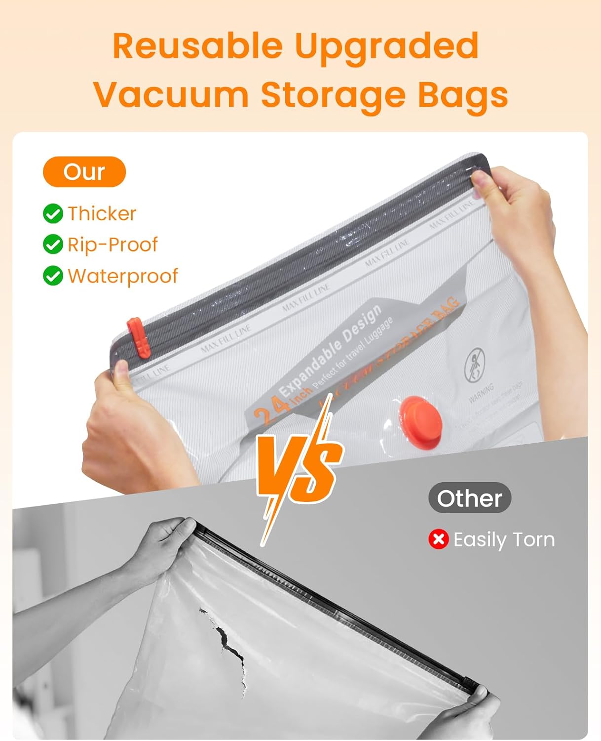 Skiennix Vacuum Seal Bags - 15 Pack Compression Space Saver Bags with Rechargeable Cordless Pump for Travel and Storage