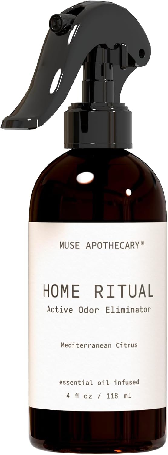 Muse Apothecary Odor Eliminator Spray - Active Furniture & Bathroom Deodorizer - 4oz Mediterranean Citrus Essential Oil