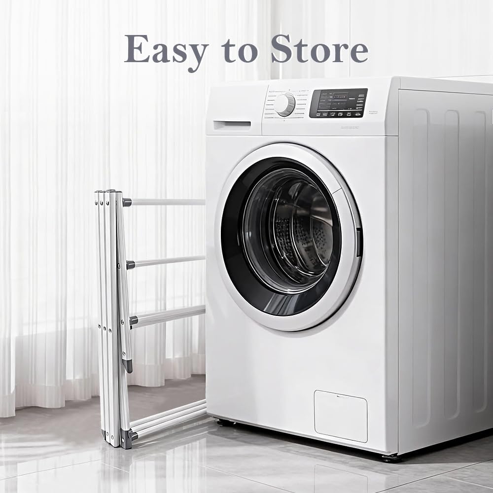 Skiennix Foldable Clothes Drying Rack - Portable Indoor Laundry Solution with 4 Hangers | 41"x29"x14", White