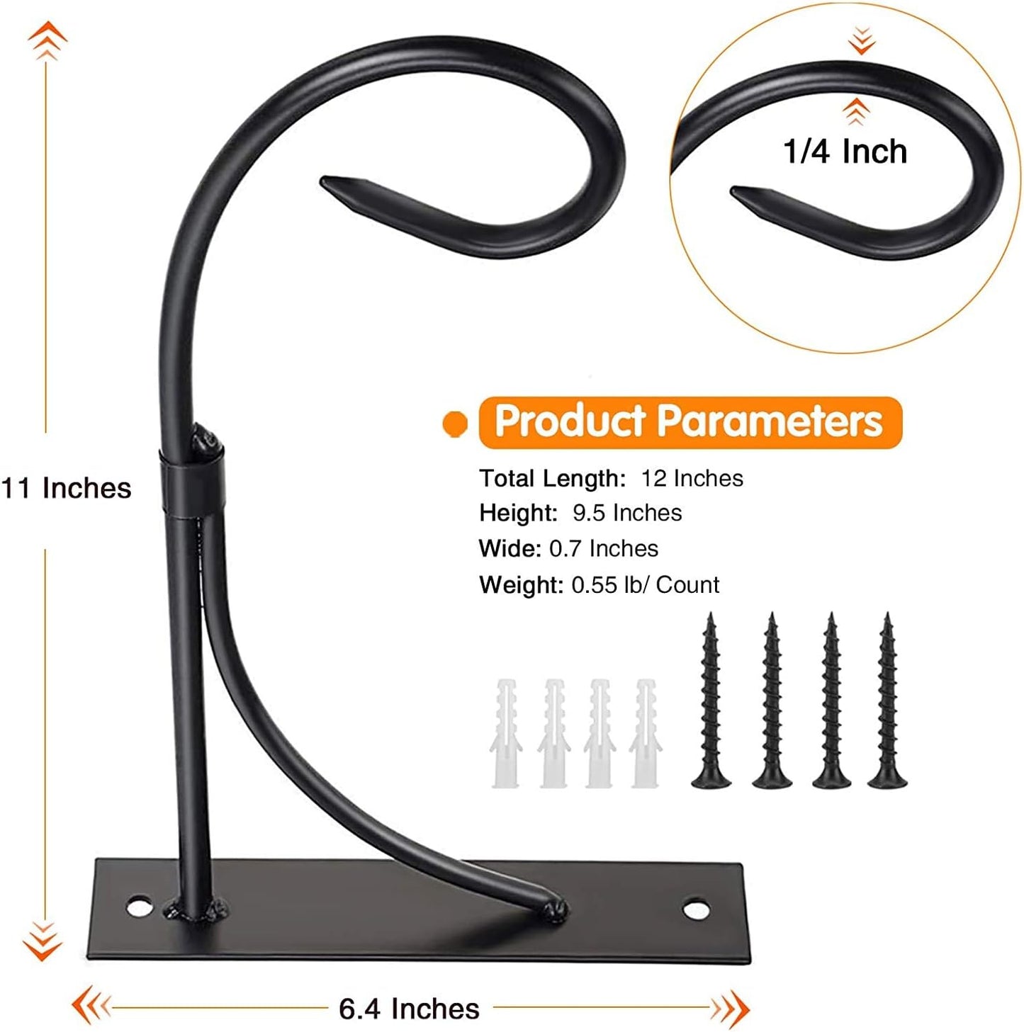 Skiennix 11-Inch Wall Mount Plant Hook - Rust-Resistant Iron Hanger for Indoor & Outdoor Use