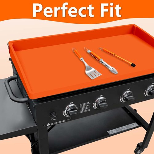 BANGIE 17" Silicone Griddle Mat - UV-Resistant & Anti-Warping Cover for Blackstone Grill (Orange)