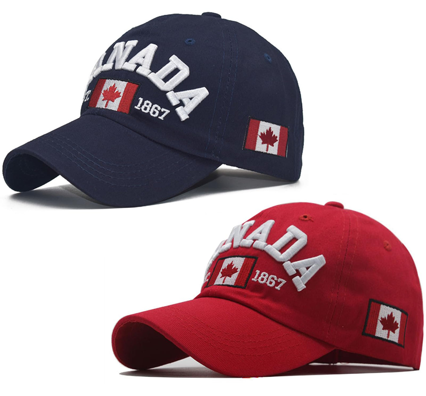 Navy Blue and Red Canada Baseball Cap for Men Women, Canada Day Maple Leaf Flag Dad Hat Golf Cap Sport Outdoor Plain Cap
