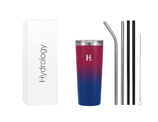 H2 HYDROLOGY Classic Tumbler | Tumbler With Lid and Four Straws | Double Wall Vacuum Insulated & Stainless Steel Water Tumbler | Anti-Slip Tumbler for Coffee, Water, Tea (24 oz, Man of Steel)