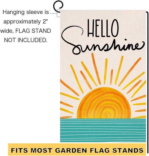Hello Sunshine Summer Garden Flag - 12x18 Double-Sided Burlap Decor for Farmhouse Yard
