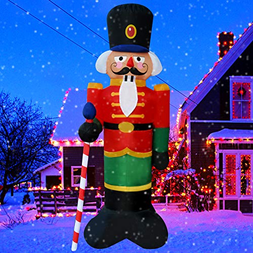 SEASONBLOW 8 ft Light Up Inflatable Nutcracker House Guard - Yard Christmas Decoration