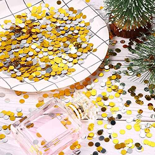 3.5 oz Round Confetti Dots Glitter Confetti Circles 1/4 Inch Metallic Round Dots for Birthday Wedding Holiday Party Decoration Supplies(Silver and Gold)