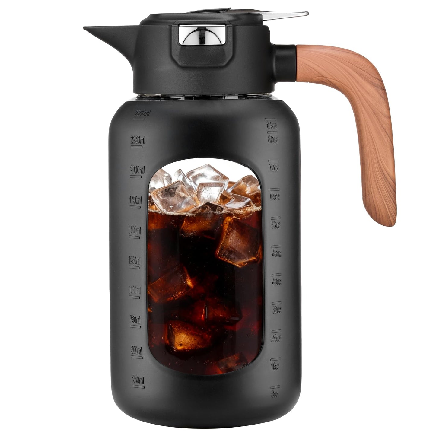 84 oz/2.5 Liter Glass Pitcher with Lid and Handle, Glass Carafe/Jug for Hot/Cold Water, Large Iced Tea Pitcher for Coffee, Juice and Homemade Beverage
