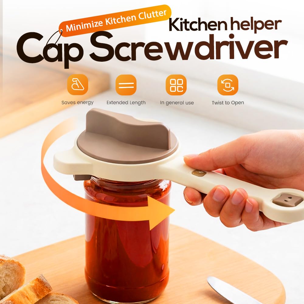 2026 New 4-in-1 Jar Opener - Adjustable Stainless Steel Lid Remover for Seniors & Arthritis Sufferers, Fits Kitchen Jars, Bottles & Cans (1PC)