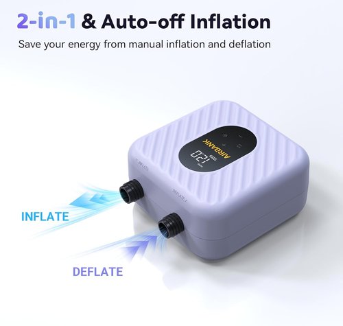AIRBANK Electric Paddle Board Pump - Rechargeable 38.5Wh Battery, 20PSI, Lightweight Dual Stage Air Pump for Kayaks & Inflatable Boats